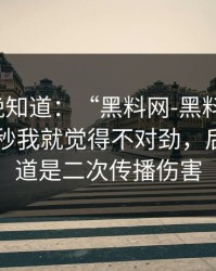 我后悔晚知道：“黑料网-黑料大事记”：那一秒我就觉得不对劲，后来才知道是二次传播伤害
