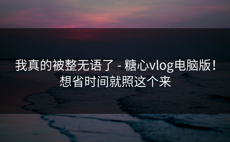 我真的被整无语了 - 糖心vlog电脑版！想省时间就照这个来