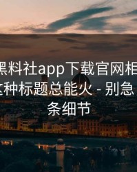 我查了黑料社app下载官网相关页面：为什么这种标题总能火 - 别急，先看这条细节