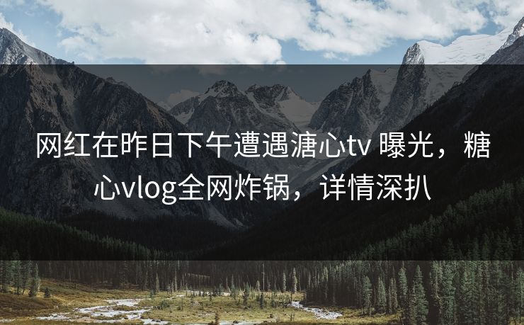 网红在昨日下午遭遇溏心tv 曝光，糖心vlog全网炸锅，详情深扒