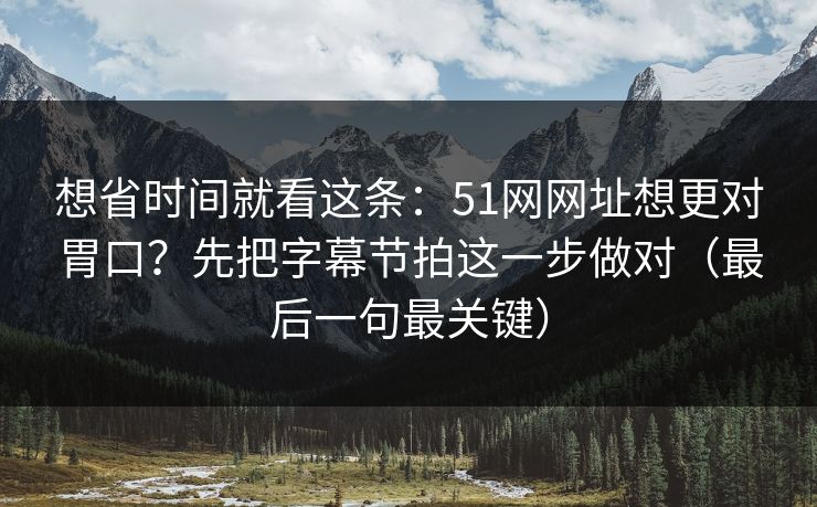 想省时间就看这条：51网网址想更对胃口？先把字幕节拍这一步做对（最后一句最关键）